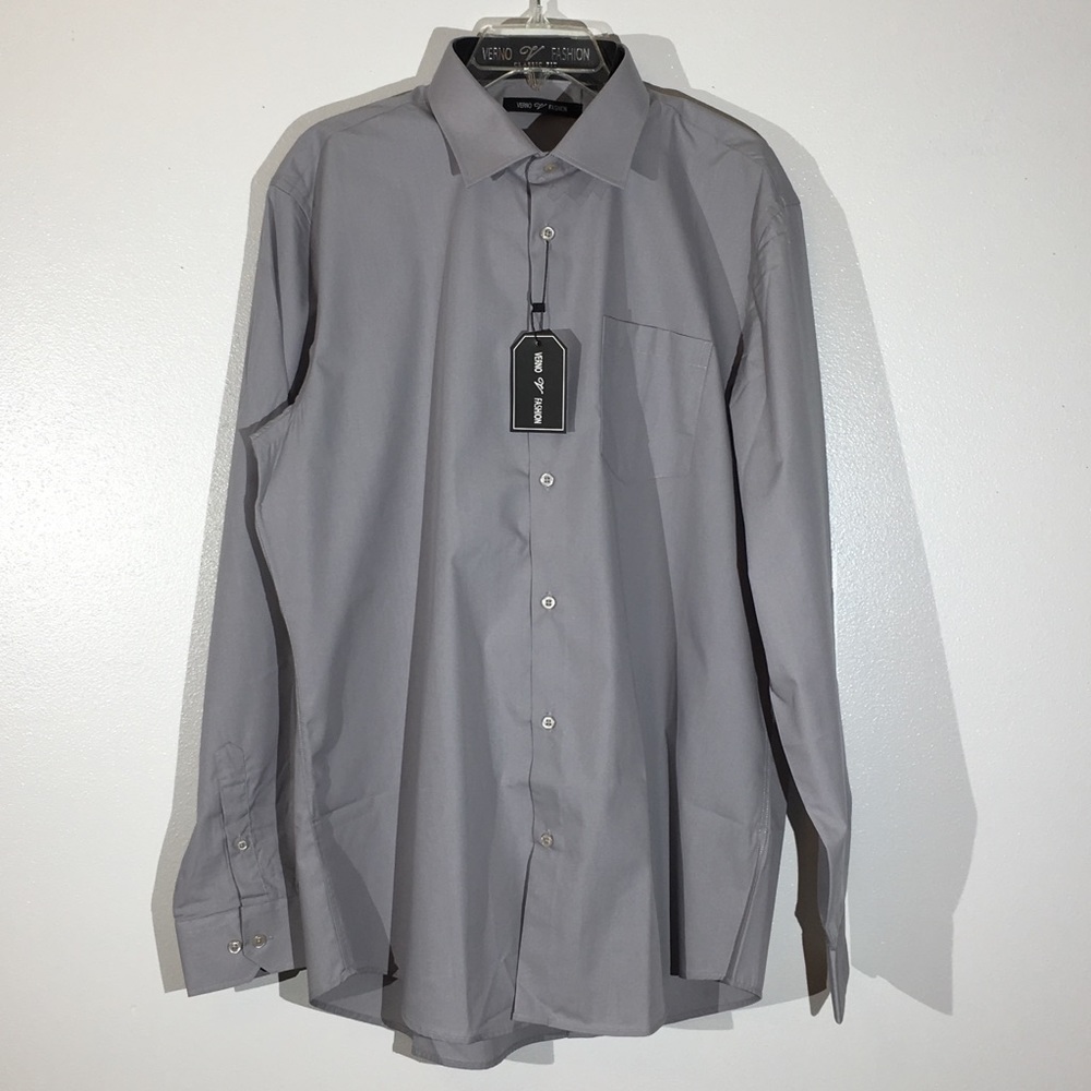 Verno Fashion Gray Long Sleeve Button Up Shirt